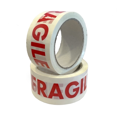 Ταινία συσκευασίας με ένδειξη “FRAGILE” 60m λευκή